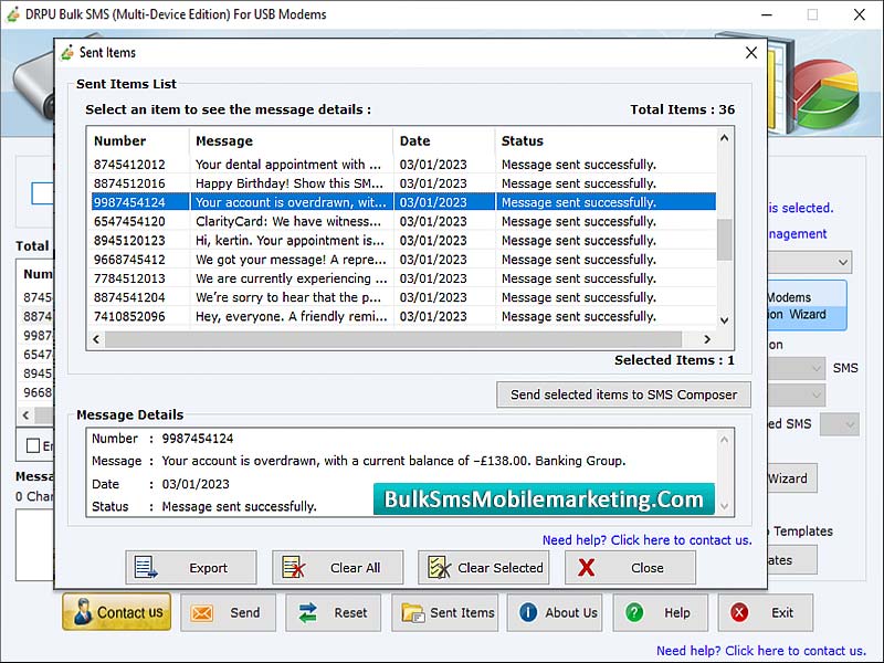 Screenshot of Bulk SMS Mobile Marketing Multi USB