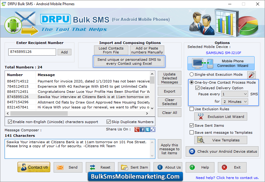 Bulk SMS Marketing for Android Mobile Phones