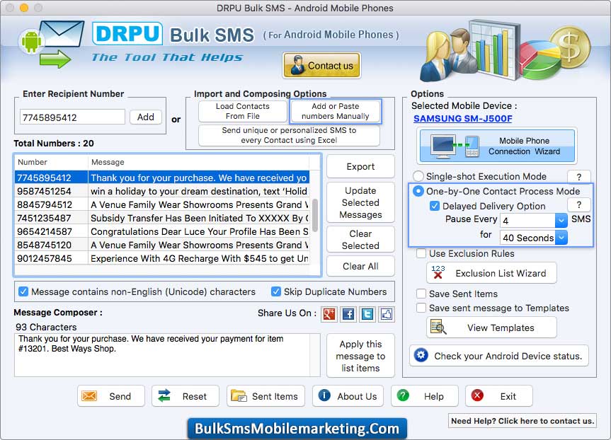 Mac Bulk SMS Mobile Marketing - Android Phones