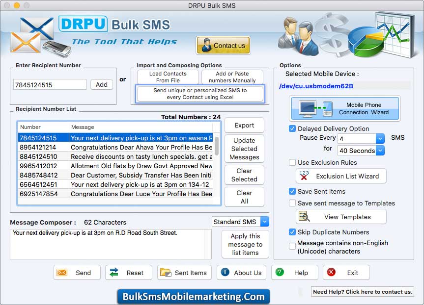 Mac Bulk SMS Mobile Marketing - GSM Phones