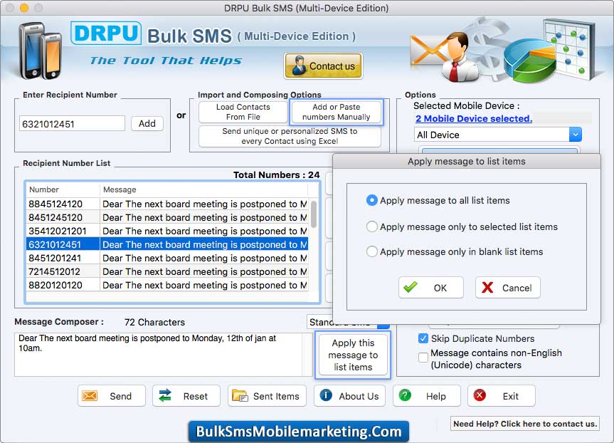 Mac Bulk SMS Mobile Marketing - Multi Device