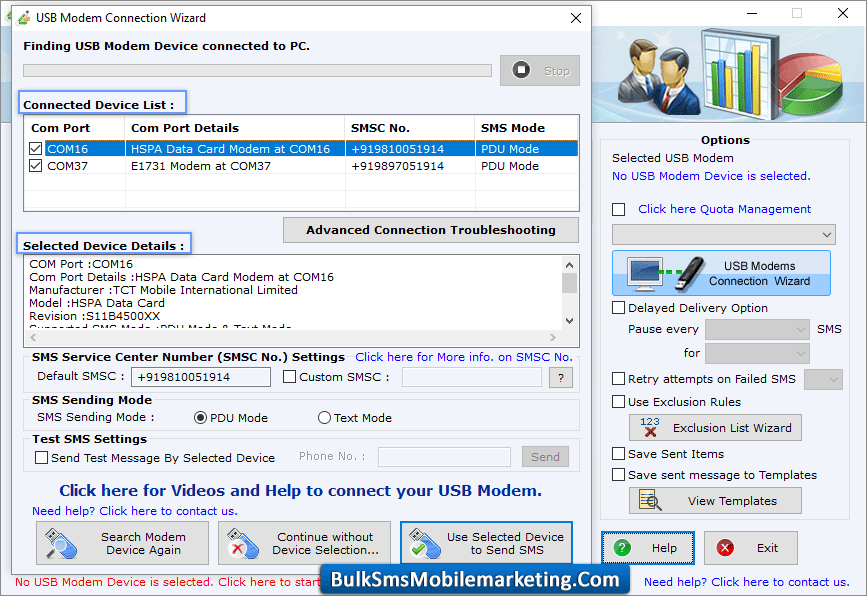 USB Modem Connection Wizard