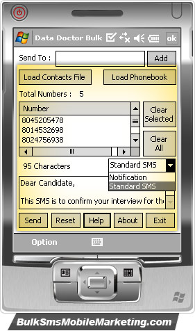 Bulk SMS Mobile Marketing Software- Pocket PC