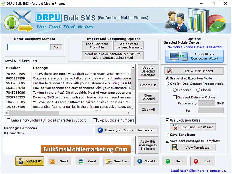 Screenshot of SMS Marketing Software