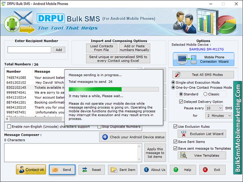 Screenshot of GSM Mobile SMS Marketing