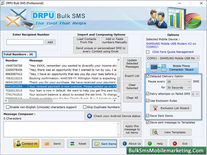 Bulk SMS Marketing Application Screenshot