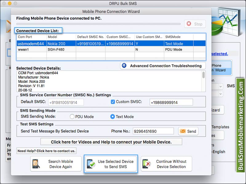 Screenshot of Mobile SMS Marketing Software Mac