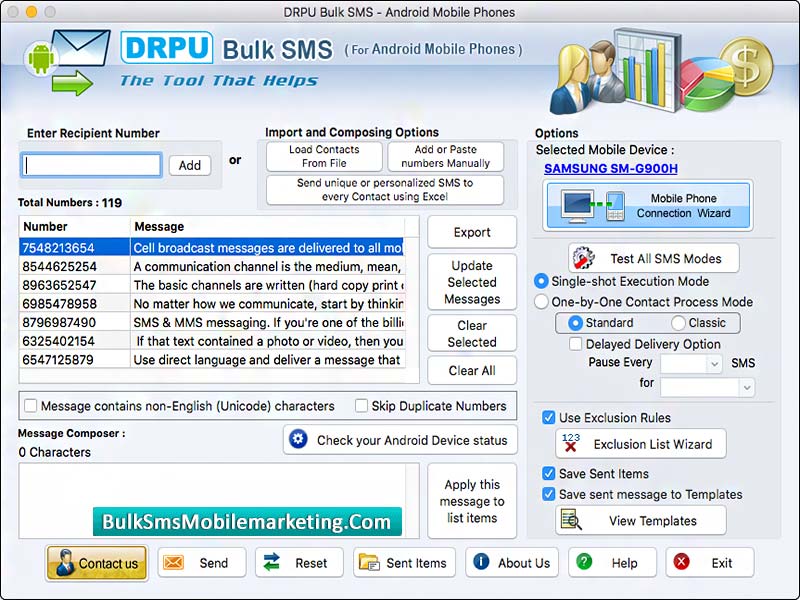 Screenshot of Bulk SMS Marketing Software