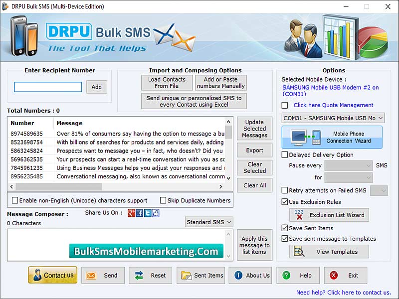 Screenshot of Mobile Bulk SMS Marketing