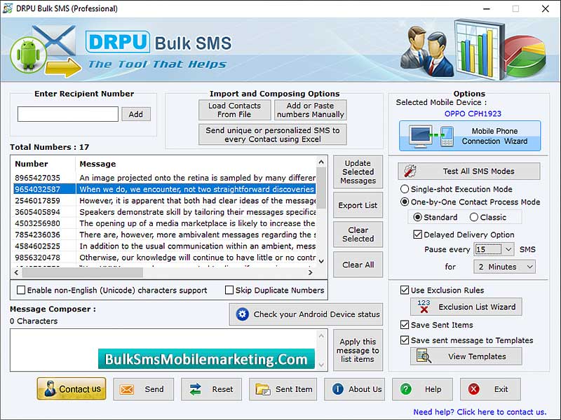 Screenshot of Bulk SMS Mobile Marketing Software 9.1.9.3